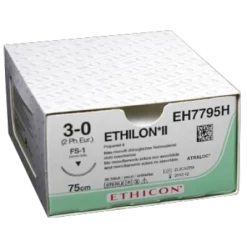 Nahtmaterial Ethilon II Schwarz Monofil, USP 2/0, 3-Metric, 45cm Fadenlänge