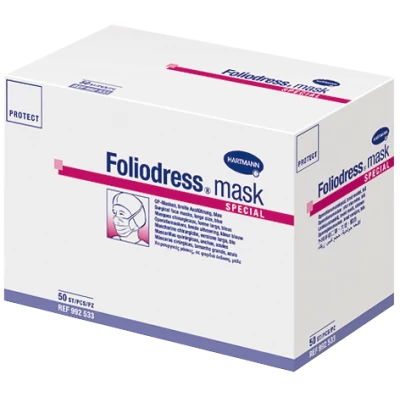 Medizinischer Mundschutz Foliodress Mask Protect Special Blau, Mit Bändern 3 Medizinischer Mundschutz Foliodress Mask Protect Special Blau, Mit Bändern