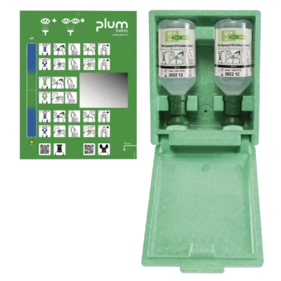 Plum Augenspülstation In Staubgeschützter Wandbox, Mit 2 Flaschen Augenspüllösung à 500 Ml NaCl 0,9%, Mit Spiegel 3 Plum Augenspülstation In Staubgeschützter Wandbox, Mit 2 Flaschen Augenspüllösung à 500 Ml NaCl 0,9%, Mit Spiegel