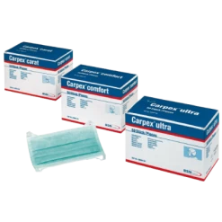 BSN – Medizinischer Mundschutz Carpex Carat, Einmal-OP-Maske Mit Bindebändern, Type I (95% BFE)