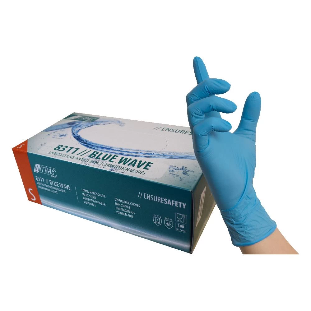 NITRAS BLUE WAVE Einmalhandschuhe, Nitril, Blau 3 NITRAS BLUE WAVE Einmalhandschuhe, Nitril, Blau